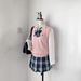 Original JK Uniform Embroidered Solid Color Japanese-style Original Sweater, Knitted Vest, V-neck, School-style,_ecoleips.com