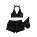 Three Piece Halter Neck Sports Swimsuit Women's Multi Color Sexy Bikini Set Regular Thickness Polyester Vacation Style_ecoleips.com