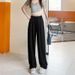 Suitable For All Seasons Gray Copper Ammonia Silk Narrow Wide-Leg For Women, Summer Thin High-Waist Draped Small Stature Casual Sun-Protective_ecoleips.com