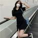 Spring Summer Collar Short Dress Women's Slim Fit High Waist A-Line Skirt Dress Sweet And Spicy Girl Ins Split Dress_ecoleips.com
