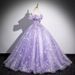 Women's Clothing Elegant Off-Shoulder Purple Ball Gown For Vocal Performances & Galas – Flowing Tulle Dress With Corset Lacing (Violet, XS-XXXL)_ecoleips.com