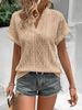 Verve 2025 Summer New Casual Hollow Out Jacquard V-Neck Loose Short Sleeve Shirt For Women_ecoleips.com