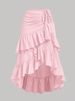 K Women's New Sweet And Fresh High Waisted Patchwork Slimming Half Skirt With Ruffled Hem Hem_ecoleips.com