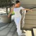 European And American Style Women's One Shoulder Pleated Slim Dress Solid Color Summer Fashion Personality Wholesale_ecoleips.com