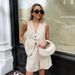 Women's Khaki Linen Cotton Sleeveless Vest And Shorts Set Ramie Material Two-Piece Fashion Autumn Wear_ecoleips.com