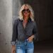 Women's Clothing Versatile Lapel Wide Denim Loose Shirt Long Sleeve Pocket Women's Shirt_ecoleips.com