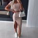 Women's Short Sleeve T-Shirt And High Waist Skirt Set 2-Piece_ecoleips.com