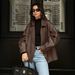 Women's Clothing Retro Brown Leather Jacket For Women Loose Fit Mid Length Style Fashion Women's Clothing Suit Collar_ecoleips.com