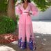 Women's Clothing Spring New Fashion Temperament Chiffon V Neck Pleated Top Printed Wide Leg Pants_ecoleips.com