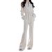 FL240912 New Women's Autumn And Winter Elegant High-End Fashion White Sweater Knit Pants Set_ecoleips.com