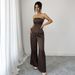 Elegant Women's Strapless Waist Cinching Wide Leg Pants Suit American Style Spring Summer_ecoleips.com