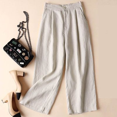 Women's Clothing Wide Leg Cotton Linen Pants Casual Loose Fit Summer Style New Student Fashion_ecoleips.com