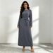 Cross Border Best Selling Simple And Versatile Nida Solid Color Dress_ecoleips.com