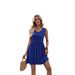 Women's Summer Casual V-Neck Solid Color Sleeveless Tank Pleated A-Line Beach Pocket Dress_ecoleips.com