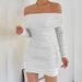 Women's Clothing Off-Shoulder Long Sleeve Slim Fit Bodycon Dress Elegant Casual Pleated Fashion Autumn Winter Dress_ecoleips.com