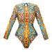 Russian Women's Long Sleeve Swimsuit Kupalnik European American Style Sun Protection Beach Dress Set Summer Autumn Polyester_ecoleips.com