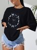 Women's Casual Black T-Shirt round Neck Short Sleeve Breathable Cotton Polyester Top with Loose Butterfly Print for Spring/Autumn Summer_ecoleips.com
