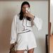 European And American Autumn Cotton Linen New Loose Pajamas Long Sleeve Shorts Set Cross-Border Women's Homewear_ecoleips.com
