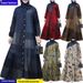 2025 Cross-border Muslim Clothing Middle Eastern Patchwork Robe Plus Size Women's Cotton Sleeve Floral Long Dress_ecoleips.com