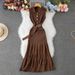 Polo Collar Dress Striped Sleeveless Knit Slim Waist Skirt_ecoleips.com