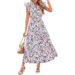 European And American Foreign Trade Cross Border Women's Clothing Hot Sale V Neck Pleated Flying Sleeves Printed Mid Length Dress_ecoleips.com