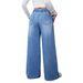 Vintage Light Blue High-Waisted Wide-Leg Jeans For Women – Relaxed Fit With Adjustable Drawstring Waist & Retro Stitching_ecoleips.com