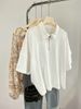 Women's Short Sleeve Top With Peter Pan Collar Color Block Half Zip Cropped Fit Fashion Tee_ecoleips.com
