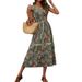 Elegant French Style Solid Color Cotton Maxi Dress Round Neck Short Sleeve Women's Spring Summer Resort Style Dress_ecoleips.com