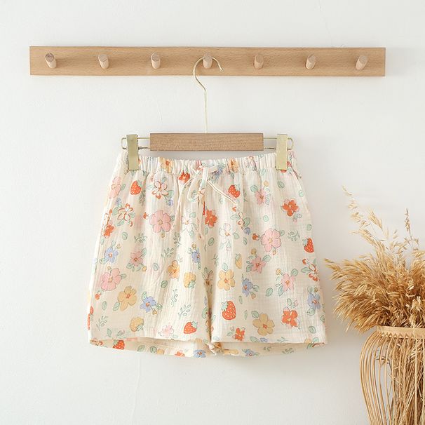 2023 Women's Summer Thin Loose 100 Cotton Sleep Bottoms Elastic Waist Cartoon Pajama Shorts Sweet Comfortable Cute Home Short_ecoleips.com