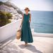 Mediterranean Vacation Dress – Flowy A-Line Midi Dress With Contrast Trim | 7 Boho Colors (S-Xxxl)_ecoleips.com