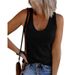 2021 Spring/Summer New Women's U-Neck Sleeveless Ribbed Knit Casual Vest T-Shirt For Women_ecoleips.com
