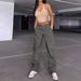 Women’s Clothing Street Fashion Multi Pocket Workwear Straight Trousers High Waist Slimming Loose Khaki Jeans For Women_ecoleips.com