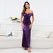 Women's Clothing Evening Dress One Shoulder Strapless Cross Knot Wrapped Chest Fishtail Skirt_ecoleips.com