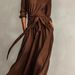 2026 European American Cross-Border Spring And Autumn New Women's Elegant Brown Woven Long Sleeve Round Neck Dress_ecoleips.com