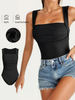 Women's Slim-Fit One-Piece Swimsuit, Casual Summer Swimwear, Plain Color Bathing Suit, Comfortable Moderate Fabric, Ideal For Be_ecoleips.com