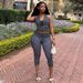 Women's Polka Dot Print Two Piece Set European American Style Sports Streetwear Halter Top Skinny Leggings_ecoleips.com