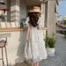 European And American Style French Square-neck Floral For Women, New Waist-cinching Long Dress With Short Sleeves In_ecoleips.com
