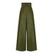 Women's Clothing Leather Pants High Waist Loose Pocket Waist Pu Leather Flared Pants Casual Trousers_ecoleips.com