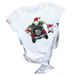 Merry Christmas Tree Santa Claus Cartoon Letter Print Oversized Short Sleeve Loose Plus Size T-shirt For Women_ecoleips.com