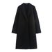 Three-color One-grain Solid-color Lapel Woolen Coat Women's Medium And Long Coat_ecoleips.com