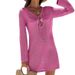 Sexy Crochet Beach Cover Up – Sheer Knit Bikini Cover Up, Sun Protection Swimwear Shawl, Sleeveless Lace-Up Boho Chic For Women_ecoleips.com