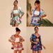 Women's Printed Short Sleeve Shirt And Shorts Set Breathable Polyester Loungewear Wrap Waist Flounce Hem Abstract Tie-Dye Floral S-3XL_ecoleips.com