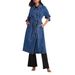 Women's Clothing Vintage Denim Duster Coat For Women – Oversized Button-Up Long Jacket Double Pockets Distressed Patchwork Design Casual Elegant Style_ecoleips.com