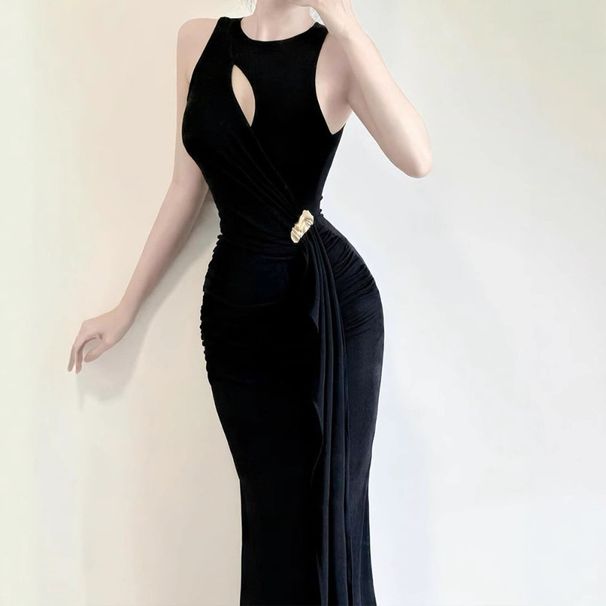 Sweet, Sexy, Fashionable, Asymmetrical Hem, Waist-cinching, Tie-waist, Bodycon, Summer Slim-fit, Elegant Knitted Dress_ecoleips.com