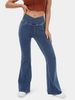 High Quality Replica Denim Flared Pants European And American Style Cross Waist Tight Fit High Elasticity Hip Lifting Design_ecoleips.com