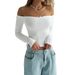 Voya One Neck Sexy T-shirt With Spring And Summer Off Shoulder Design, Slim Fit Short Top, Women's Clothing_ecoleips.com