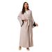 Women's Muslim Style Color-Block Cardigan Robe Abaya Dubai Saudi Arabia Long Dress_ecoleips.com