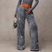 Glitter Wide Leg Pants With Drawstring - Stretchy High Waisted Trousers For Women, Trendy Casual & Party Wear_ecoleips.com