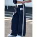 Women's Clothing High Waist Casual Pants Women's Spring And Autumn New Loose Straight Floor Length Pants Bar Splicing Sports Sweatpants Trend_ecoleips.com