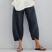 Suitable For All Seasons Yama Sun New Style Solid Color Plus Size Women's Simple Loose Casual Nine-point Pants_ecoleips.com